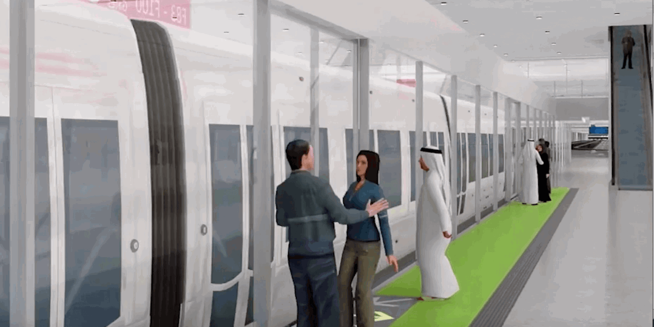 3D visualization of people waiting for the Automated People Mover at DWC